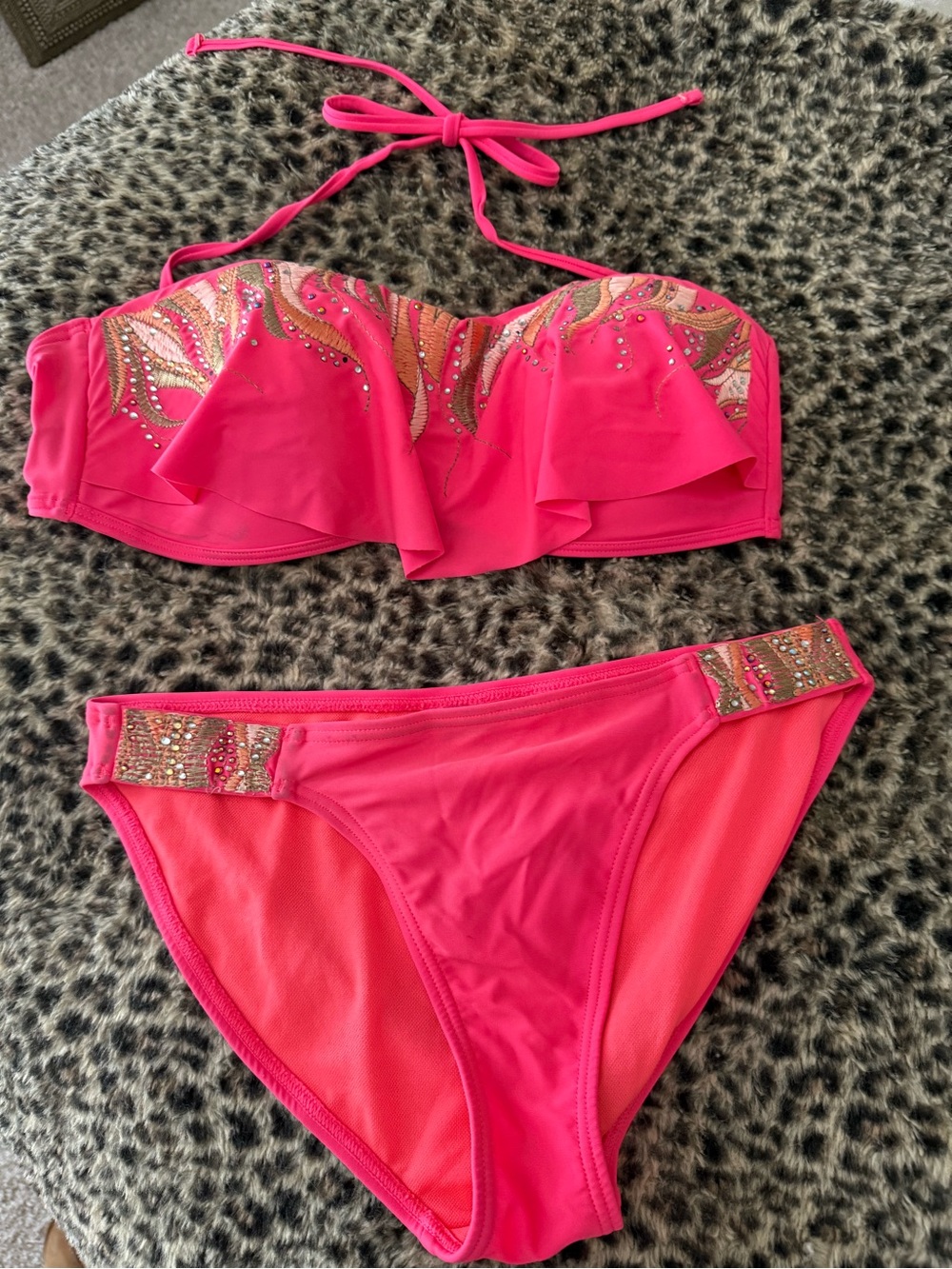 Miss Me Neon Coral Bikini